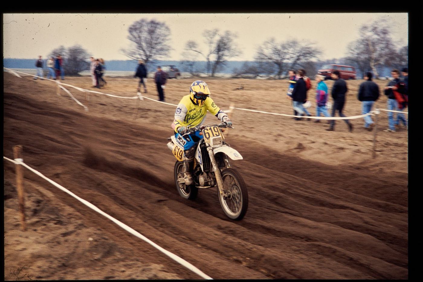 Historische Moto-Rumpf-Aufnahme: Deutschland HVA TE 610 Deutsche Enduro Meisterschaft Onkel Toms Hütte, Kaltenkirchen, 1993.