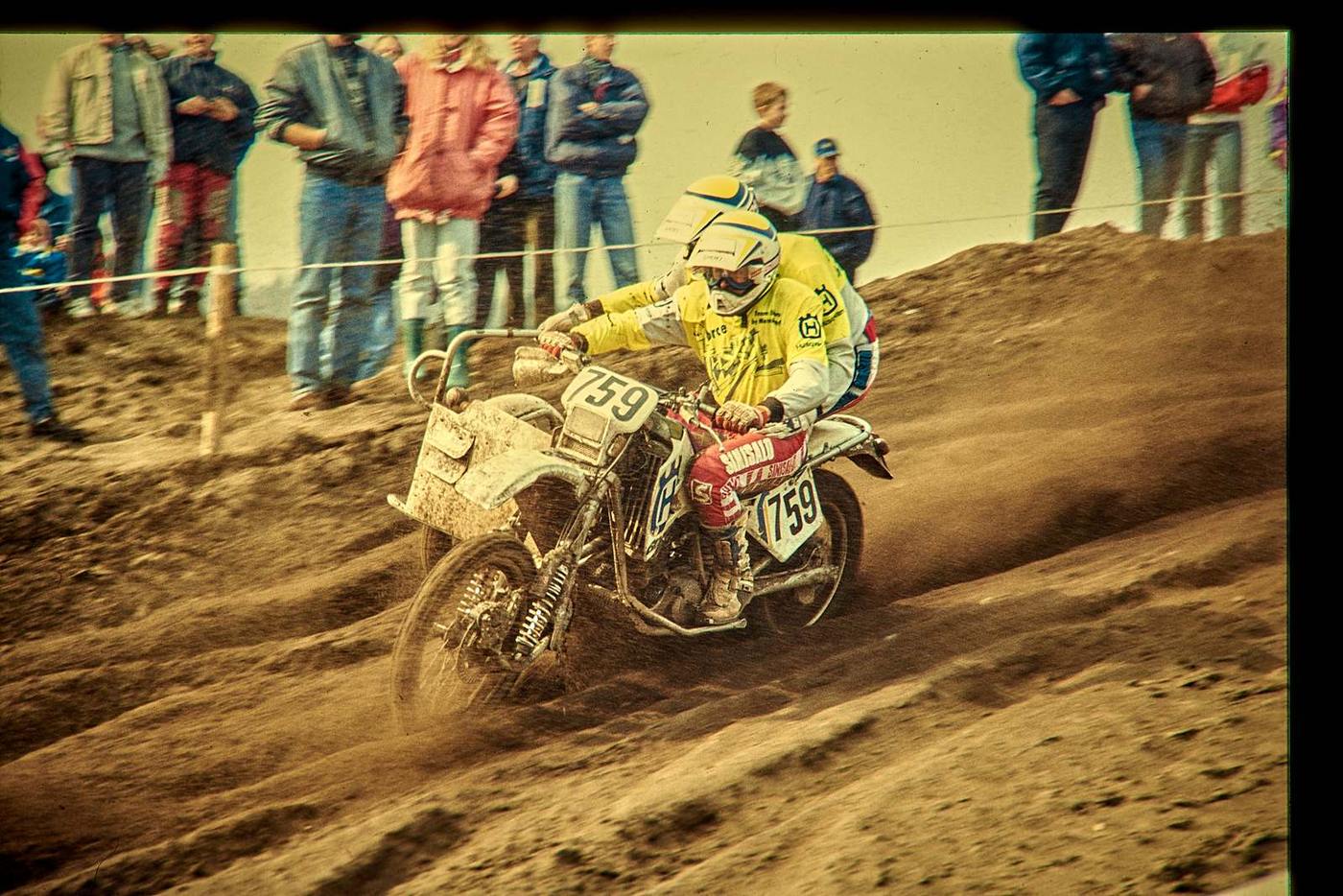 Historische Moto-Rumpf-Aufnahme: Deutschland HVA TE X Gespann Deutscher Enduro Pokal Onkel Toms Hütte, Kaltenkirchen, 1993.