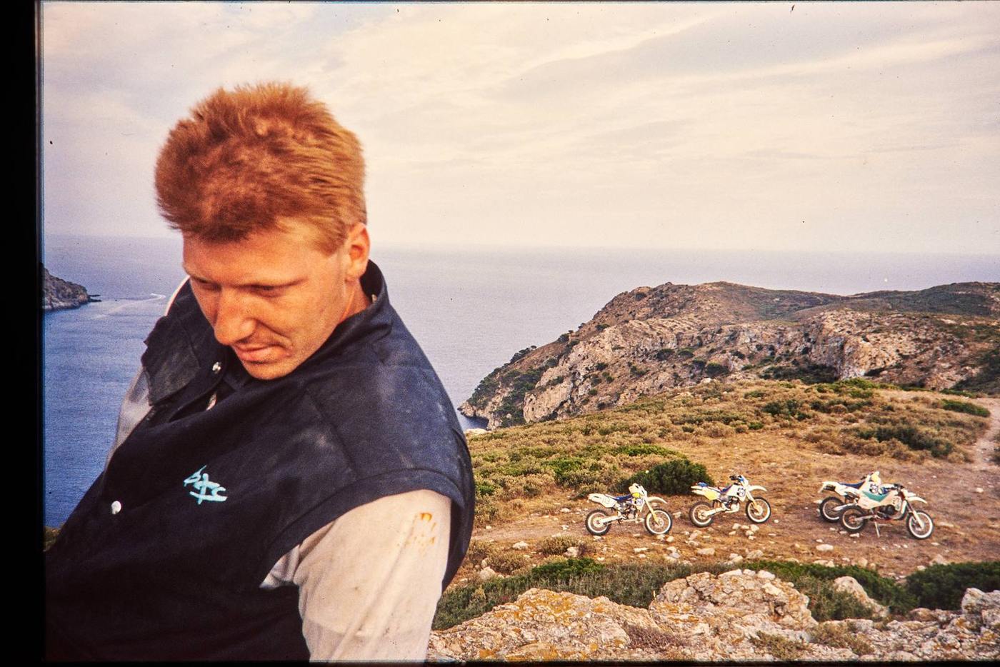 Historische Moto-Rumpf-Aufnahme: Spanien, 1992. Personen: Mirko.